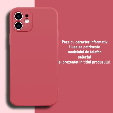 Husa pentru Apple iPhone 14 Flippy, Liquid Silicone, cu Microfibra pe interior, Protectie Antisoc, Wine red, Claret