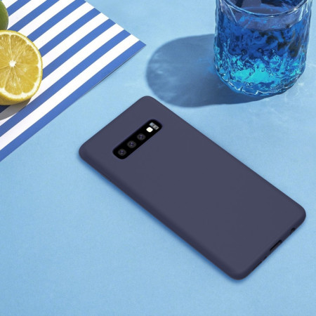 Husa protectie compatibila cu Samsung S10 Plus Liquid Silicone Case Albastru inchis