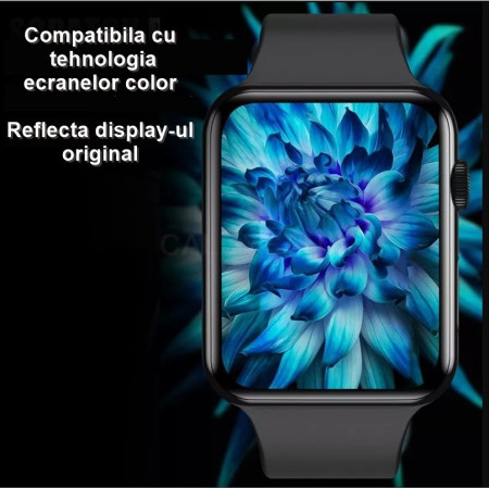 Folie Sticla pentru Apple Watch Series 2/3 38 mm adeziv pe margine Negru