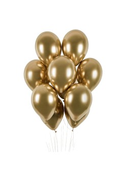 Set 10 Baloane din Latex Chrome, Flippy, Model Party, 13 cm, Gold, 1 g