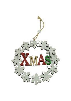 Ornament de brad Xmas, Flippy, multicolor, lemn, 12 cm