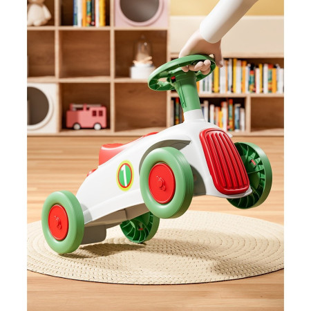 Masinuta Ride-On Flippy, cu Sistem Anti-Rasturnare, Claxon pe Volan, 1-6 Ani, 60 x 28 x 34 cm, Alb-Verde