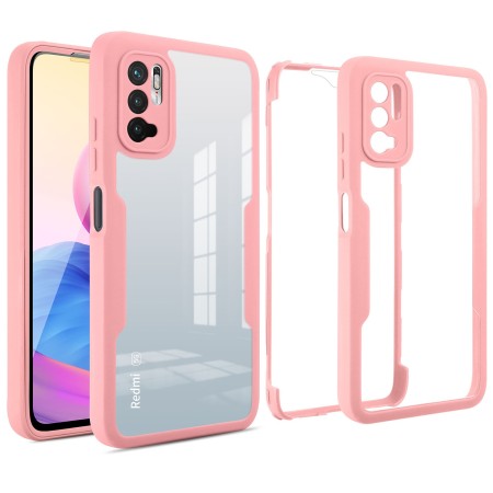 Husa Max Defence pentru iPhone 13 Pro, Bumper Roz, Fata Dubla Transparenta, Protectie Antisoc Full 360 ( fata, spate, margini ), Flippy