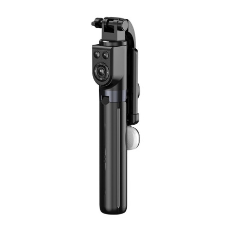 Trepied foto telescopic premium profesional Flippy Z101S , cadru multifunctional, telecomanda detasabila, pentru telefon/camera foto/gopro, functie selfie stick, ajustabil, pliabil, H33-100 cm, aluminiu, Negru