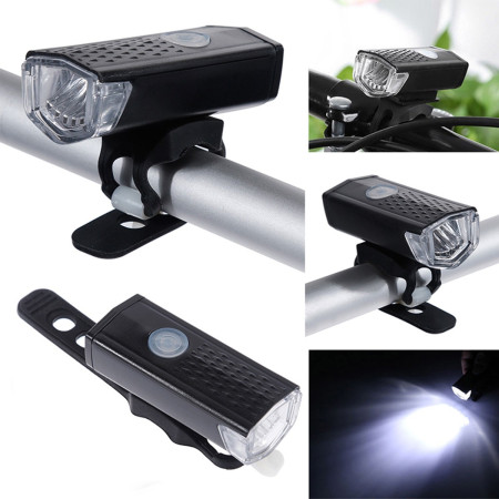 Far cu LED proiector pentru bicicleta\trotineta, Flippy, reincarcabil, cablu USB inclus, 3 moduri de lumina, IPX4, Negru, 6.5x2.9x2.3 cm