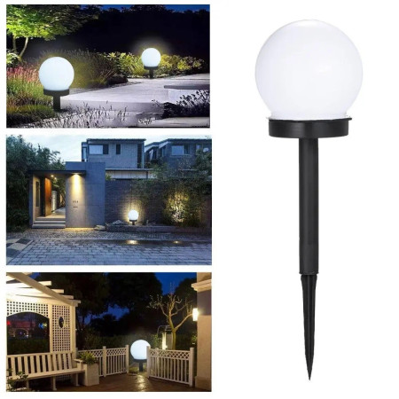 Set 2 Lampi Solare LED, Flippy, Forma Sferica, Tip Glob, Diametru 10 cm, Alb Rece