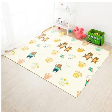 Covoras de joaca termic Zmeu/Ursi 150 x 200 x 1.5 cm, Pliabil, Impermeabil, Antiderapant, educativ si interactiv cu 2 fete, din XPE+PE, Protectie Termica, Multicolor