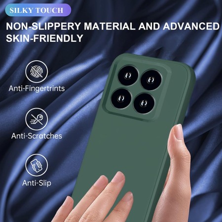 Husa de Protectie, Flippy, pentru Xiaomi 14, Liquid Silicone, cu Microfibra pe Interior, Protectie Antisoc, Compatibil Incarcare Wireless, Verde