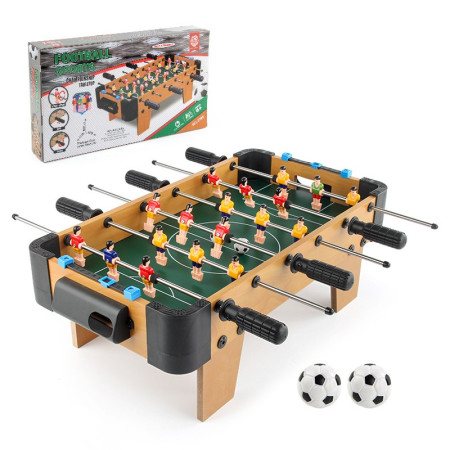 Masa de fotbal cu teren si 18 jucatori Flippy, 6 manere, cu tablou pentru scor, din metal, lemn si ABS, 51 x 44 x 17.5 cm, cu picioare, pentru copii/adulti