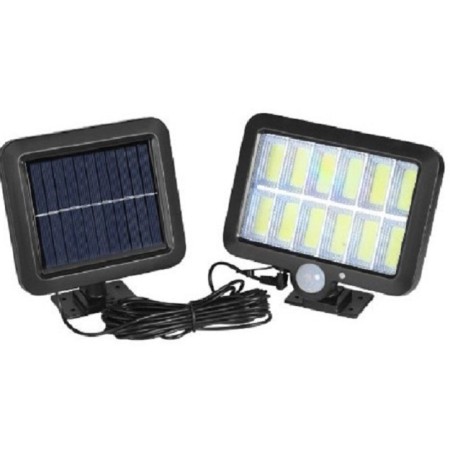 Lampa Solara LED 120 COB, Flippy, 12 Grile, Senzor de Lumina si Miscare, Lungime Cablu 5 m, Lumina Alba