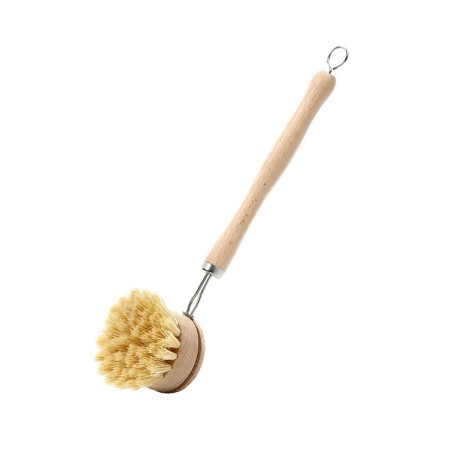 Beech sisal pot brush for washing dishes and pots - color: 24x5.8cm long handle pot brush