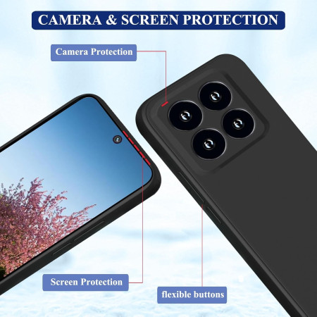 Husa de Protectie, Flippy, pentru Xiaomi 14, Liquid Silicone, cu Microfibra pe Interior, Protectie Antisoc, Compatibil Incarcare Wireless, Negru