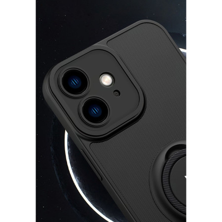 Husa de protectie Eagle eye pentru Apple iPhone 11, Rezistenta la socuri, Protectie camera, Cu inel de prindere magnetic negru, Flippy, Negru