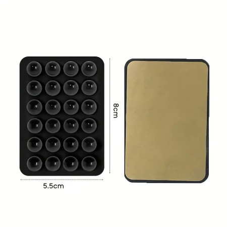 Suport Adeziv Universal, Flippy, pentru Telefon/Tableta, cu 24 Ventuze, potrivit pentru Tik-Tok/Selfie/Vizionare Video, din Silicon, 8 x 5.5 x 1 cm, Negru