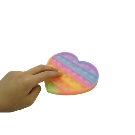 Jucarie antistres din silicon, Pop it Now and Flip It, Inima, Fosforescent, Multicolor