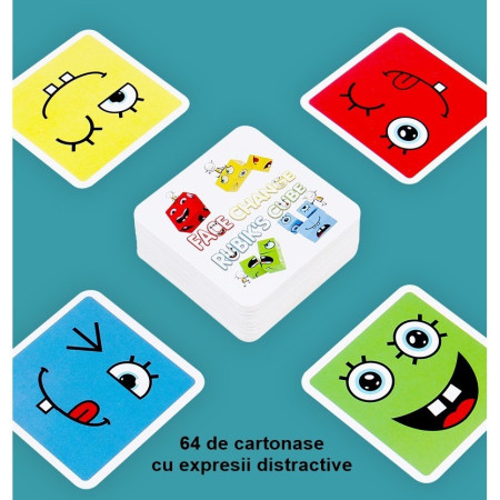 Jucarie Pentru Copii Montessori Flippy, Cub din Lemn, Asamblare Fete, 64 de Carti Distractive, Clepsidra si Clopotel inclus, pentru Baieti si Fete, Varsta +3 ani, Educativ, Cutie din carton, 21 x 21 x 5.5 cm, multicolor