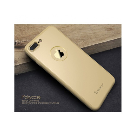 Husa Apple iPhone 7 Plus IPAKY Full Cover 360 Auriu + Folie Cadou