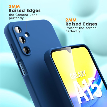 Husa de Protectie, Flippy, pentru Samsung Galaxy A15, Liquid Silicone, cu Microfibra pe Interior, Protectie Antisoc, Compatibil Incarcare Wireless, Albastru