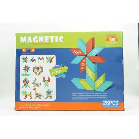 Set inteligent de constructie cu piese magnetice, 26 piese, +3 ani, multicolor