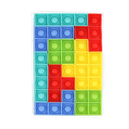 Jucarie antistres din silicon Flippy, Pop it Now and Flip It , Puzzle Soft Blocks , 10 piese, Multicolor