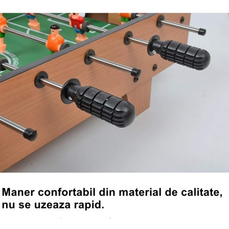 Masa de fotbal cu teren si 18 jucatori Flippy, 6 manere, cu tablou pentru scor, din metal, lemn si ABS, 50 x 25 x 18 cm, cu picioare, pentru copii/adulti