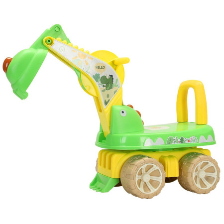 Excavator pentru Copii, Flippy, 1-3 Ani, Greutate Portanta 30 kg, Muzica si Lumini, Rotatie 360 Grade, 45 x 31 x 35 cm, 4 Roti, Verde