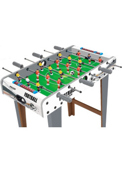 Masa de fotbal cu teren si 18 jucatori Flippy, 6 manere, cu Tablou Scor, din Metal, Lemn si ABS, 69 x 36.5 x 23 cm, cu Picioare, Design Multicolor, pentru copii/adulti