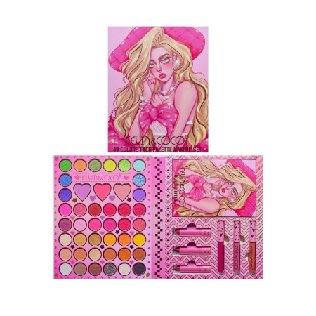 Set 8 Produse de Machiaj, KEVIN & COCO, Butterfly Dream Girl, 49 de culori, 24.7 x 19.7 x 2.7 cm