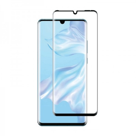 Folie Sticla Curbata, compatibila cu Huawei P30 Pro Full Face Negru, Flippy