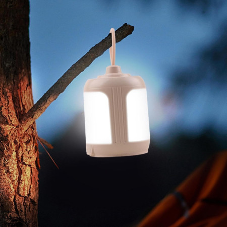 Mini Lampa LED de Camping, Flippy, pentru Aer Liber, Reincarcabila USB Type C, 3 Trepte de Lumina, Portabila, 13.8 x 6.5 cm, 5V, Alb