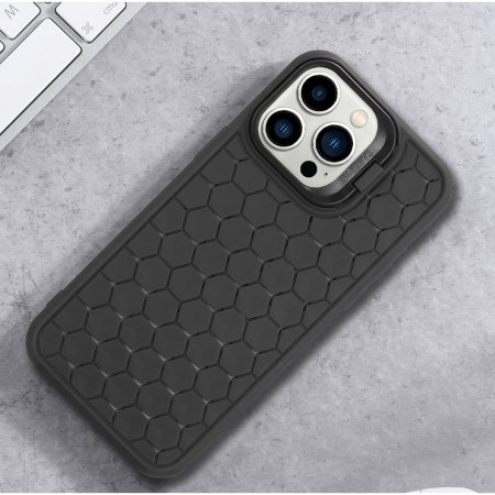 Husa de Protectie TPU, Flippy, pentru Apple iPhone 14 Pro Max, 3D Cube, cu Inel, Protectie Camera, Antisoc, Antizgariere, Antialunecare, Acoperire Completa, Negru