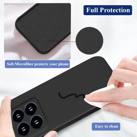 Husa de Protectie, Flippy, pentru Xiaomi 14, Liquid Silicone, cu Microfibra pe Interior, Protectie Antisoc, Compatibil Incarcare Wireless, Negru