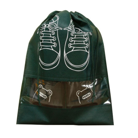 Sac depozitare incaltaminte, pentru voiaj sau depozitare, rezistent la praf, compatibil cu masina de spalat, 27 x 36 cm, verde inchis