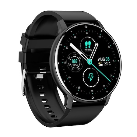 Ceas smartwatch si bratara fitness Flippy ZL02D, oxigen, ritm cardiac, pedometru, notificari, IP67, Compatibil cu Android/iOS, vibratii, multi sport, Negru