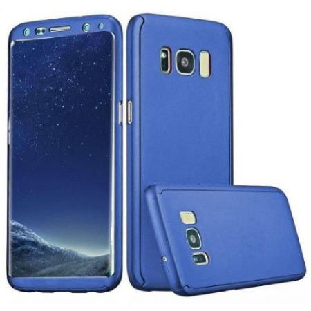 Husa Samsung Galaxy A8 2018 Full Cover Albastru + Folie de protectie