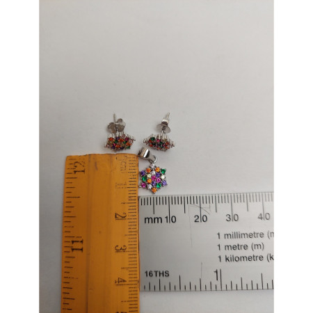 Set Argint 925 Fulg Colorat, Jolie Silver, 2.7g, 1.4 cm x 1 cm