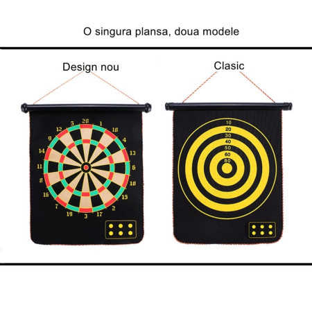 Set Joc Darts Flippy, Doua Fete pentru Joc, 6 Sageti Incluse, Magnetic, Dimensiuni 37 x 40 cm, Design clasic, Multicolor