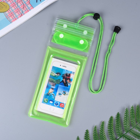 Husa subacvatica Zip Waterproof Flippy, Snowproof, Universala, Impermeabila, cu Snur, pentru telefon sau documente, Verde