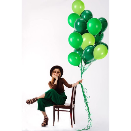 Set 10 Baloane din Latex, Flippy, Model Party, 30 cm, Verde Diferite Nuante, 2.8 g