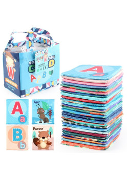 Set 26 Carduri din Panza cu Doua Fete, Flippy, Model Litere, Educational, Interactiv, Saculet Inclus, Multicolor