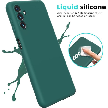 Husa de Protectie, Flippy, pentru Samsung Galaxy A55, Liquid Silicone, cu Microfibra pe Interior, Protectie Antisoc, Compatibil Incarcare Wireless, Verde