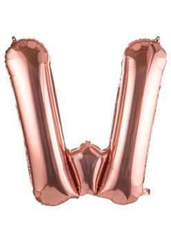 Balon Folie Metalizata Litera W, Flippy, 80 cm, Umflati cu Heliu sau Aer, Ambalaj Individual, Pai inclus, Rose Gold