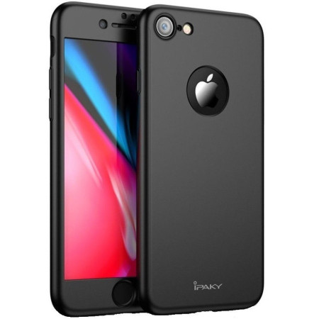 Husa Apple iPhone 7 IPAKY Full Cover 360 Negru + Folie Cadou