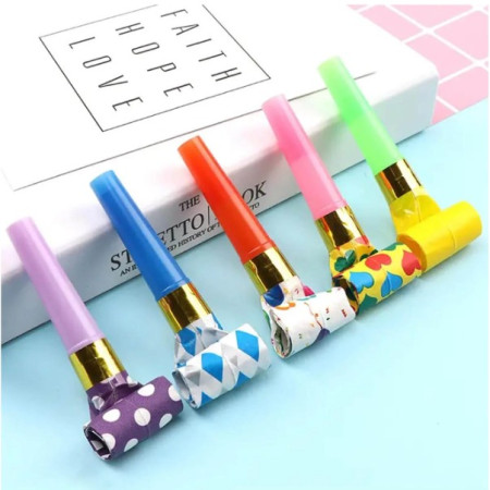 Set 6 Suflatori, Flippy, pentru Petrecere, Tematica Aniversare, 8 cm, Multicolore cu Imprimeu