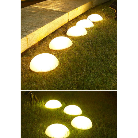 Decoratiune pentru gradina, Flippy, lampa solara in forma de ciuperca, 5 ciuperci, alb cald