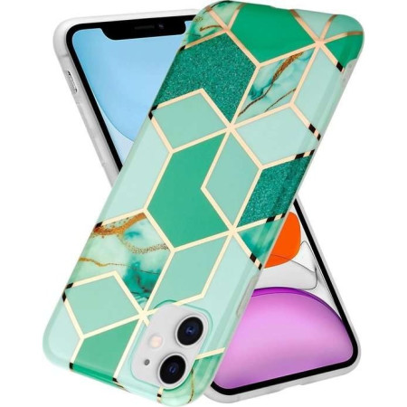 Husa protectie pentru Apple iPhone XR Soft IMD TPU Marble Geometric Verde