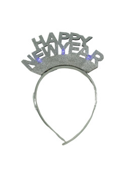 Bentita/cerc Happy Newyear, culoare gri metalic, marime standard, Flippy