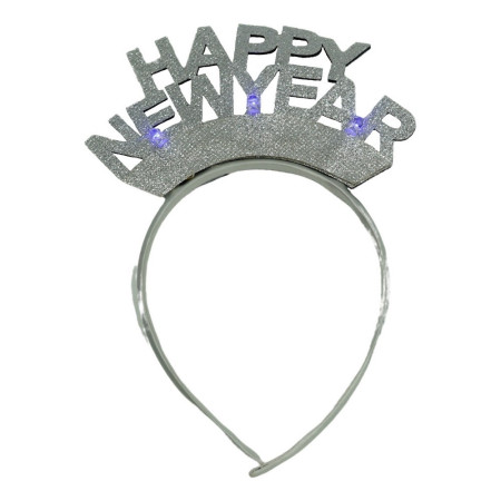 Bentita/cerc Happy Newyear, culoare gri metalic, marime standard, Flippy