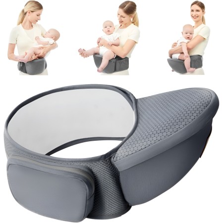 Marsupiu Ergonomic 3in1, Flippy, pentru Bebelusi si Copii, 0-36 Luni, Bretele Reglabile pentru Umar si Sold, Inchidere Catarama, 125x25x14 cm, Gri