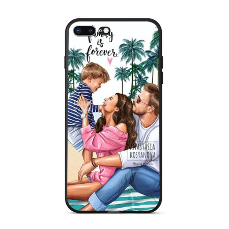 Husa protectie,Flippy, compatibila cu Apple iPhone 12 Pro Glass print Family is Forever Multicolor